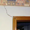 A large settlement crack on interior drywall in a Summerville home.