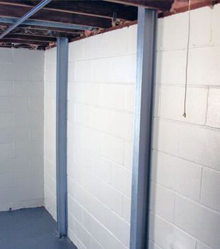 A PowerBrace™ i-beam foundation wall repair system in Charleston