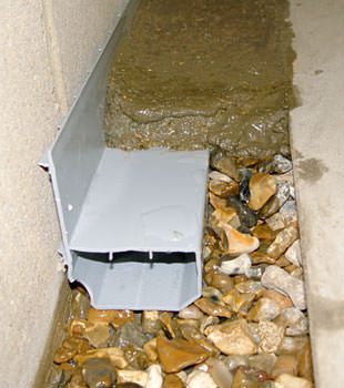 A basement drain system installed in a Simpsonville home